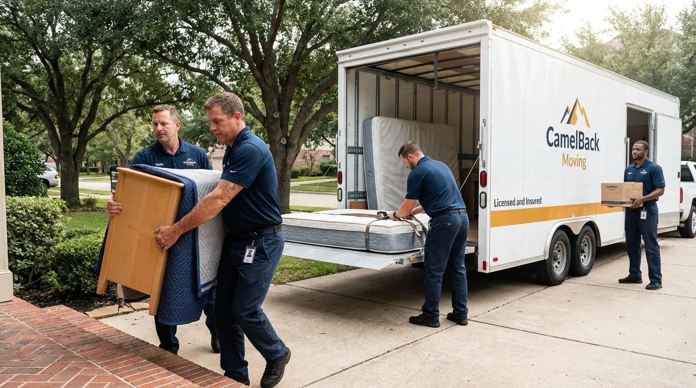 Crew loading residential truck for cross-state move from Manson, WA