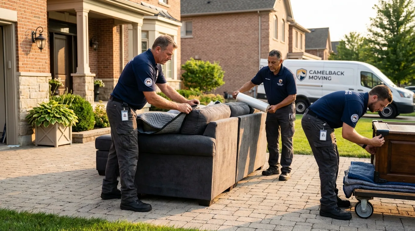 Large estate moving crew wrapping furniture in Manson, WA