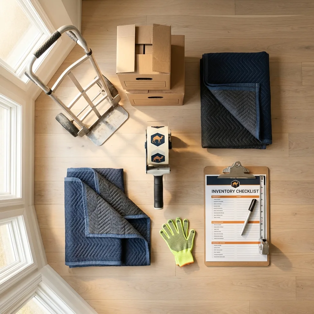 Professional moving supplies and packing materials layout for Manson residential relocations