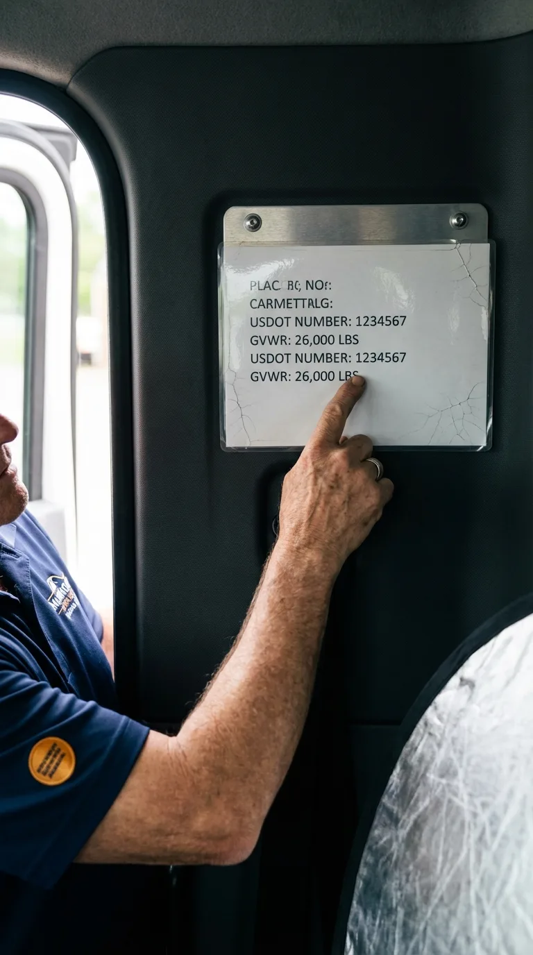 USDOT licensing placard verification in Manson